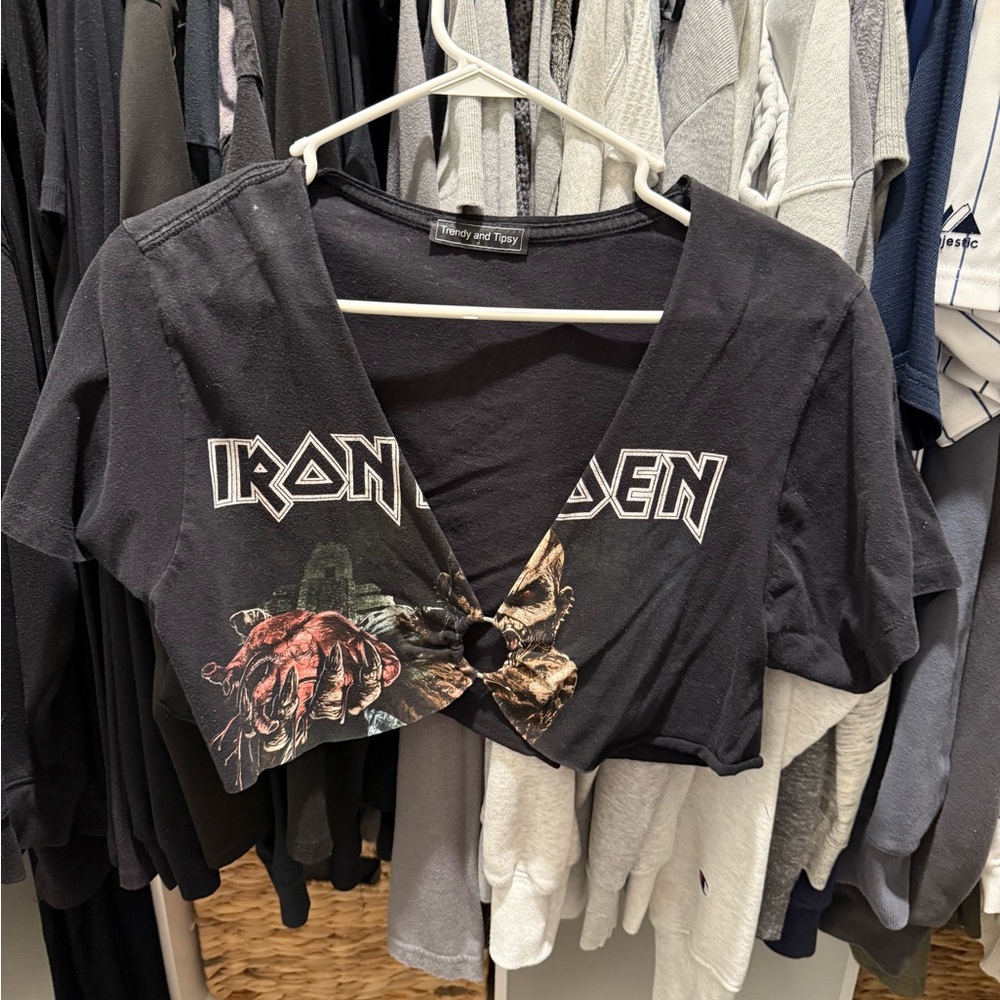 Trendy & Tipsy Iron Maiden Black Crop Top